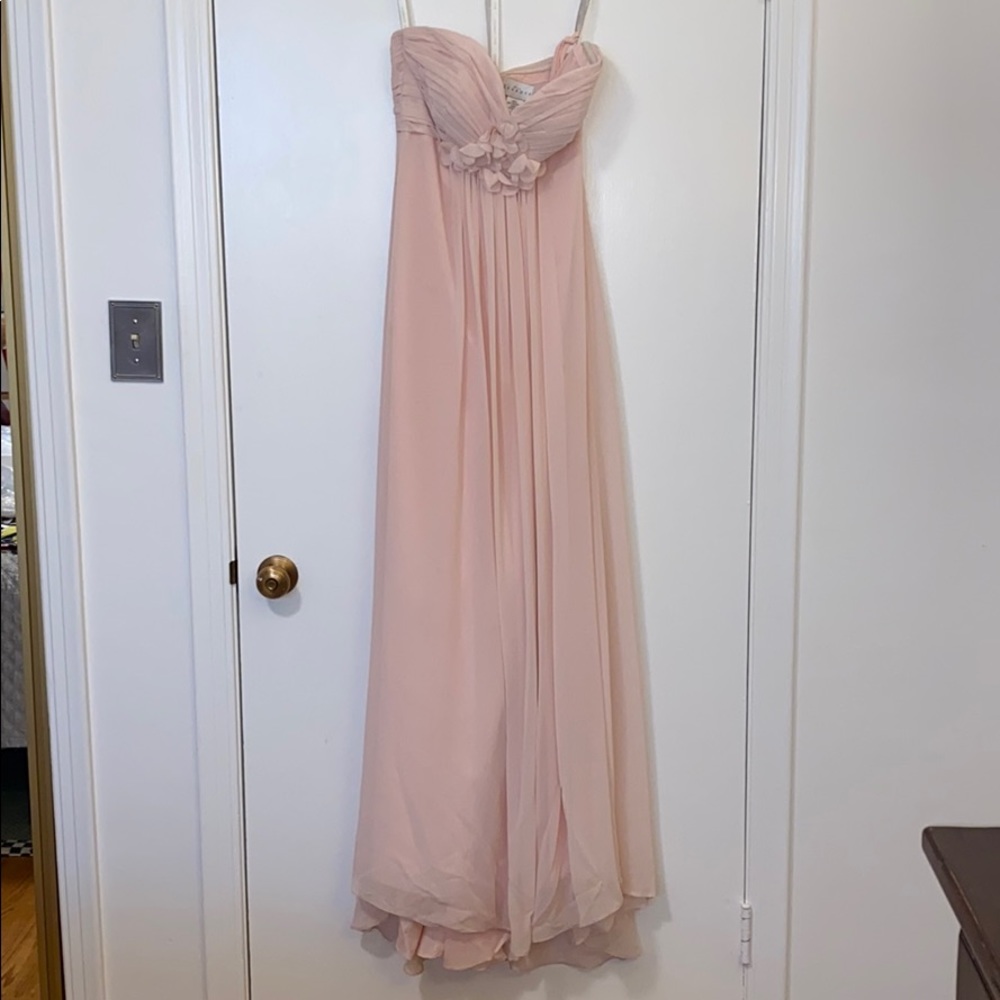 Blush Bill Levkoff bridesmaid dress
